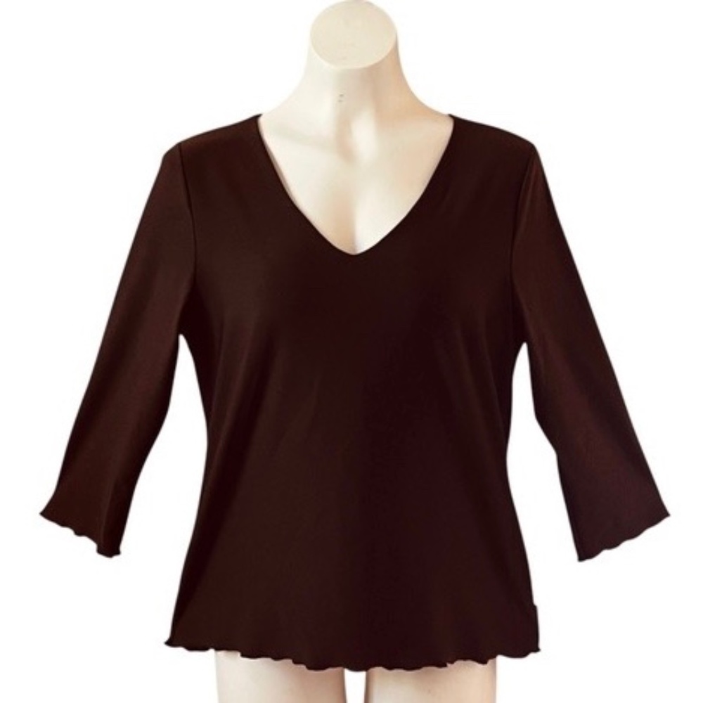 SPANX Bod-A-Bing V-Neck Top Brown M Slimming Lined